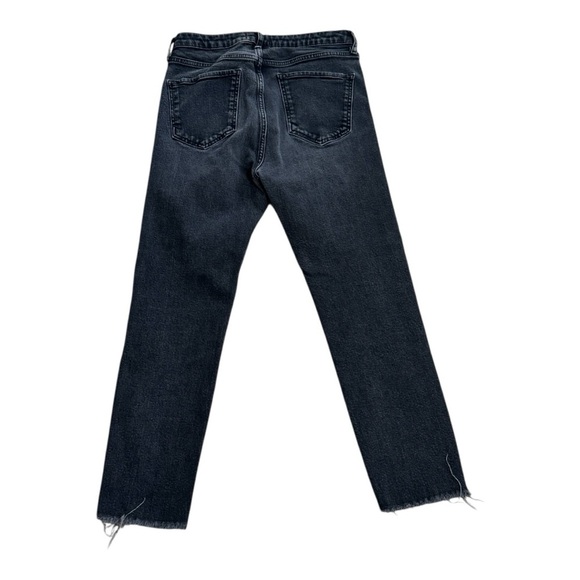 ZARA High Rise Black Wash Denim Jeans Cropped Ankle Distressed 10 Slim Gray - Picture 2 of 4